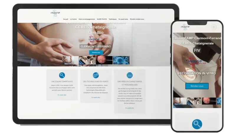 Site internet médical avec photos professionnelles, sur ordinateur et smartphone